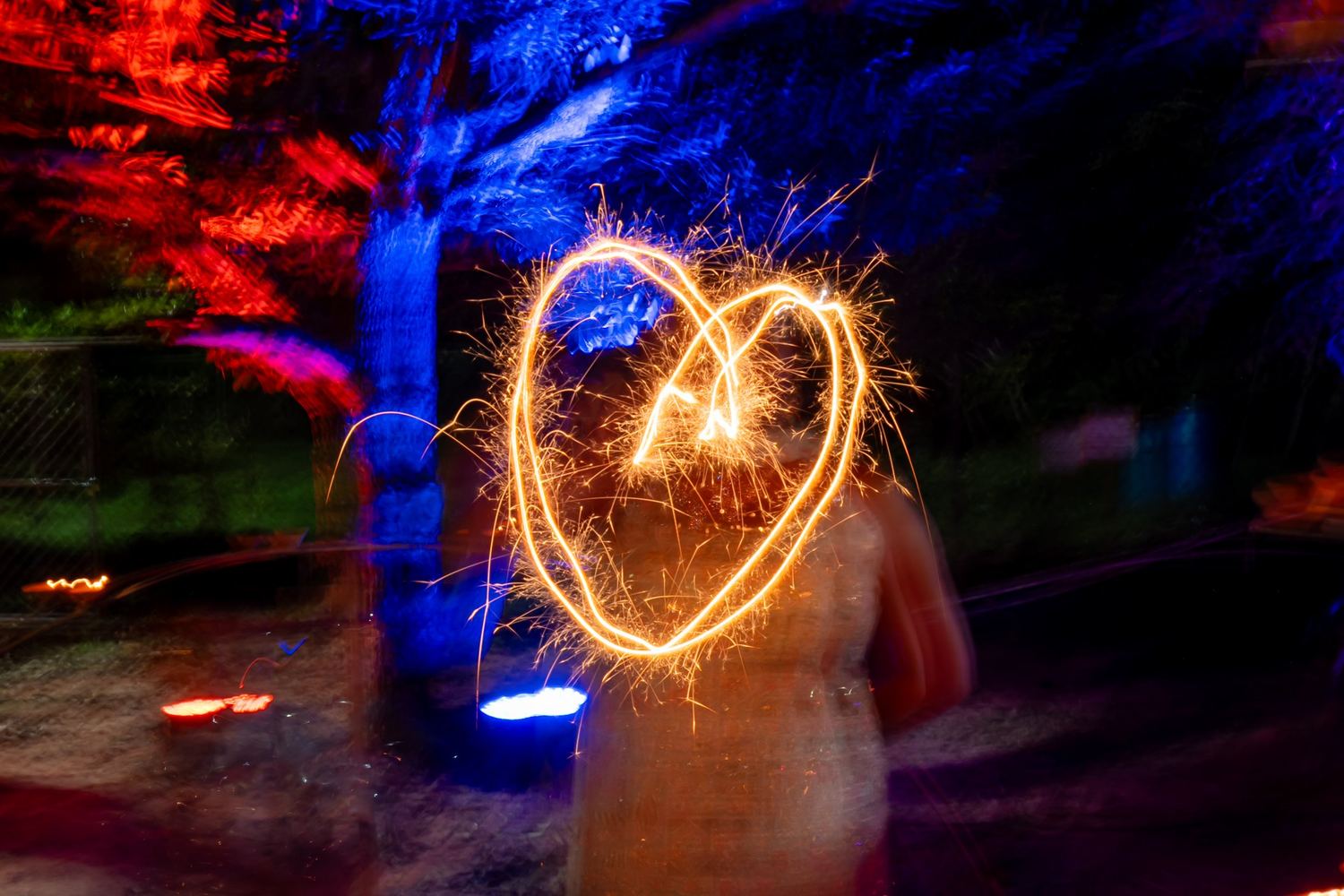 A sparkler heart in the night